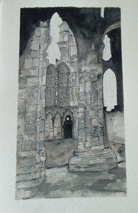 Lynne, Spooky Whitby Abbey, watercolour & pen.jpg